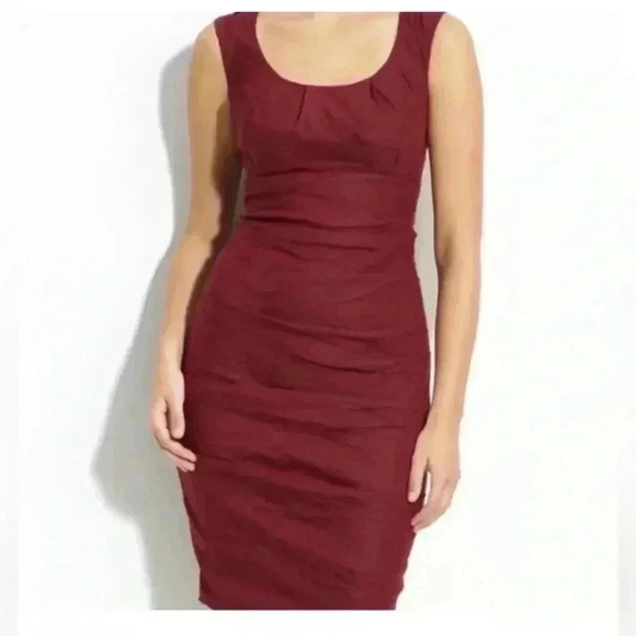 Eileen Fisher Cranberry Ruched Dress Size 4 - Picture 1 of 8